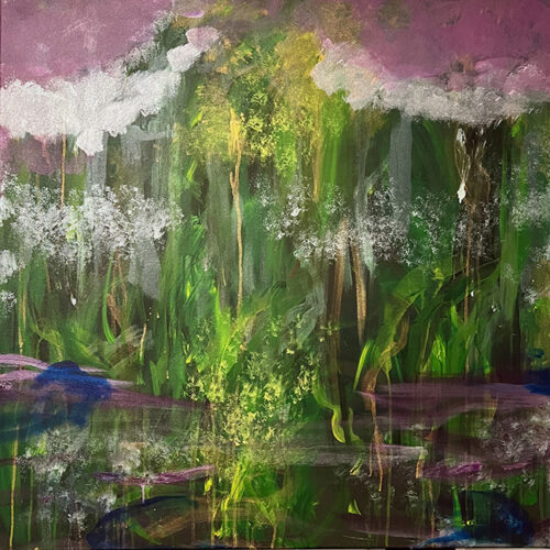 Maarit Hedman, Inner Garden, akryyli kankaalle, 100 x 100 cm, 2025,