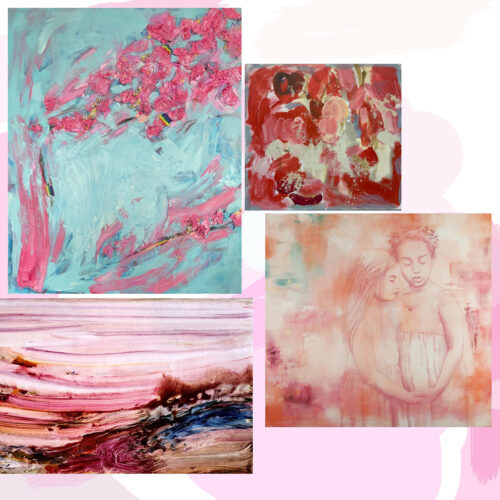 Pink group, colleage picture four paintings