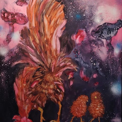 Essu Koskinen, Sweet Escape, oil on mdf, 82x62 cm, 2026